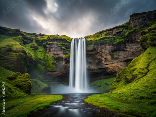 waterfall in iceland. waterfall, water, nature, river, cascade, landscape, rock, fall, stream, falls, forest, mountain, mountains, green, park, travel, iceland, rocks, summer, flow, beautiful, natural