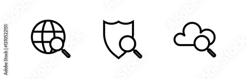 analysis icon set, analytics - minimal thin line web icon set. 