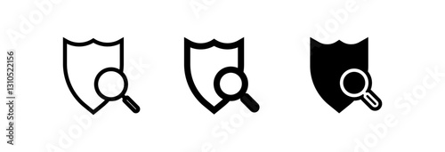 Insurance Search Line Icon. Protection magnifier