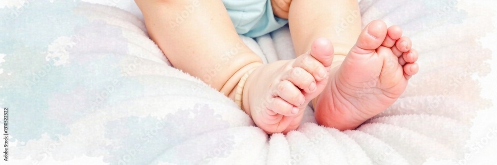 Watercolor illustration of tiny baby feet and toes in a soft, pastel color palette , baby toes, , illustrations Watercolor illustration of tiny baby feet and toes in a soft, pastel color palette , baby toes, , illustrations