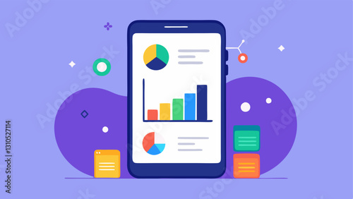 Mobile App Interface A smartphone screen displaying a userfriendly interface with colorful graphs and buttons for easy navigation illustrating a stepbystep investment process.