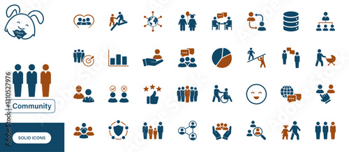 Conceptual solid vector icon about community, connection, people, society.