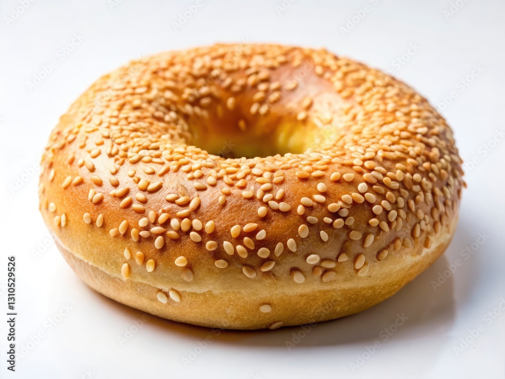 Minimalist Sesame Bagel Photography: Close-up, Food, Bakery, Bread, Texture, Delicious, Simple, White Background, Sesame Seeds, Perfect Bite, Morning Breakfast, Healthy Eating, Artisan Bread Minimalist Sesame Bagel Photography: Close-up, Food, Bakery, Bread, Texture, Delicious, Simple, White Background, Sesame Seeds, Perfect Bite, Morning Breakfast, Healthy Eating, Artisan Bread