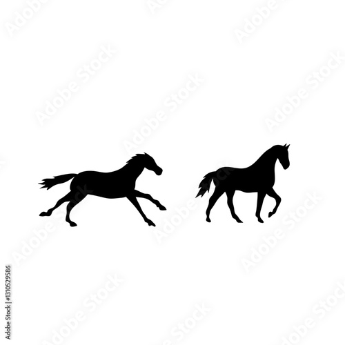 Horse collection vector silhouette
