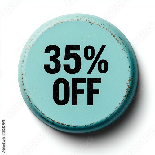 Blue Discount Tag: Special Offer Promotion and Sale Signage with Percentage Graphic 35% off photo