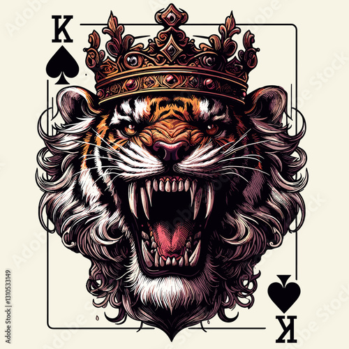 Powerful Tiger King of Spades, Graphic Design Art