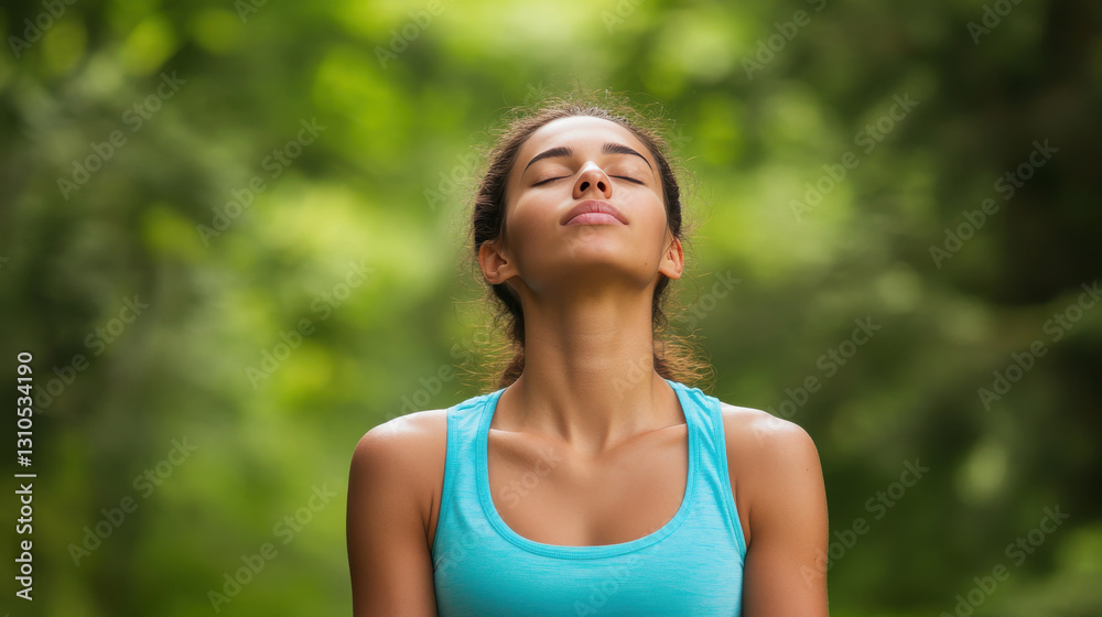 woman practicing mindfulness in nature, enjoying tranquility and peace. woman practicing mindfulness in nature, enjoying tranquility and peace.