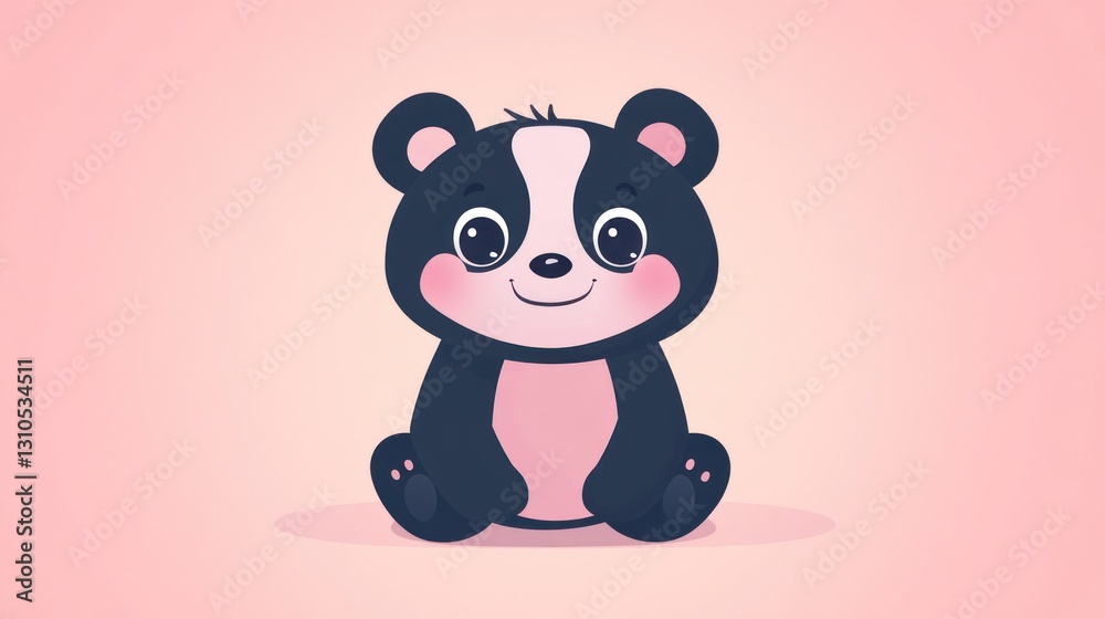 Fototapeta premium A cute cartoon illustration depicts a smiling badger creature sitting