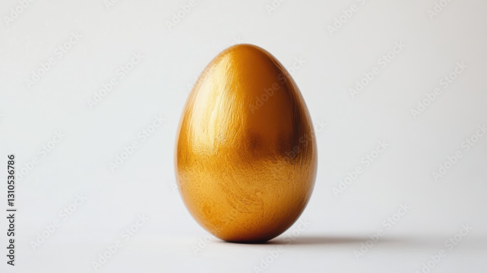 A minimalistic design with a single golden egg on a white background A minimalistic design with a single golden egg on a white background