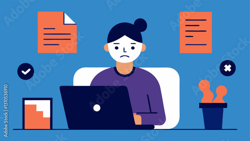 Job Search Anxiety An individual sitting at a computer with a tense expression browsing job listings while surrounded by rejection letters.