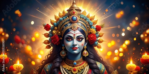 Happy Kali Chaudas: Goddess Kali Maa Diwali Festival Banner