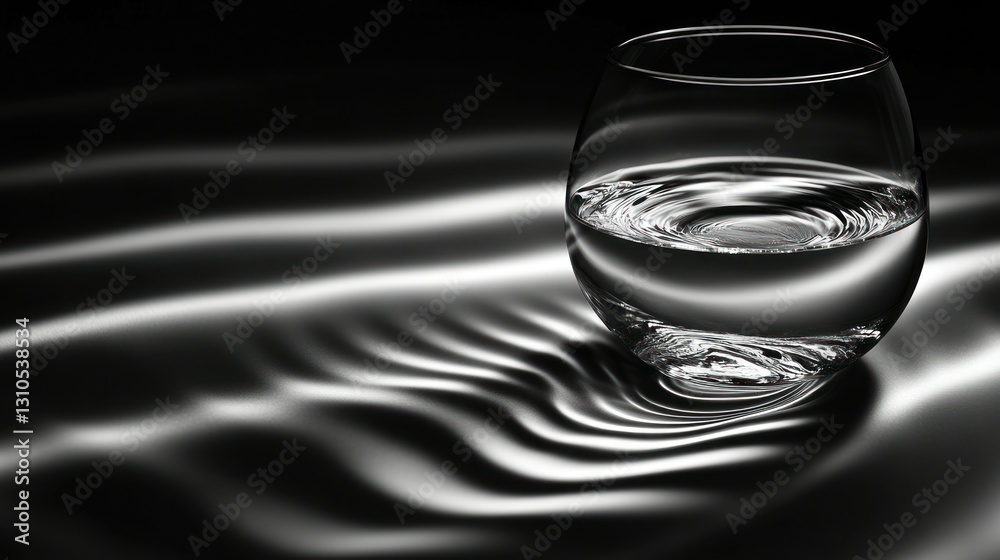 Still water glass on a dark surface Still water glass on a dark surface