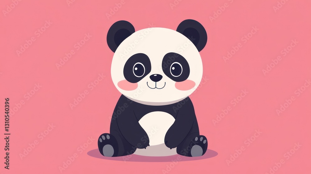 Naklejka premium A cute and cuddly panda sits upright looking adorable and friendly