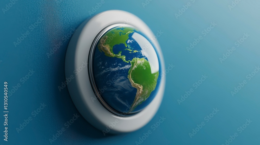 Fototapeta premium Earth Globe on Thermostat with Blue Background and Modern Design
