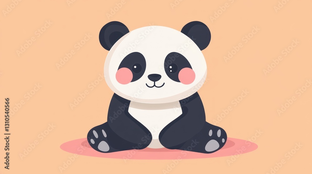 A cute panda illustration depicted sitting with a light colored background A cute panda illustration depicted sitting with a light colored background
