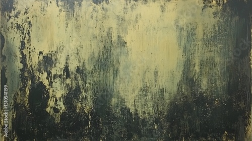 Abstract grunge texture with distressed yellow and black tones. The rough, weathered surface creates a vintage and artistic aesthetic, perfect for backgrounds and creative designs.