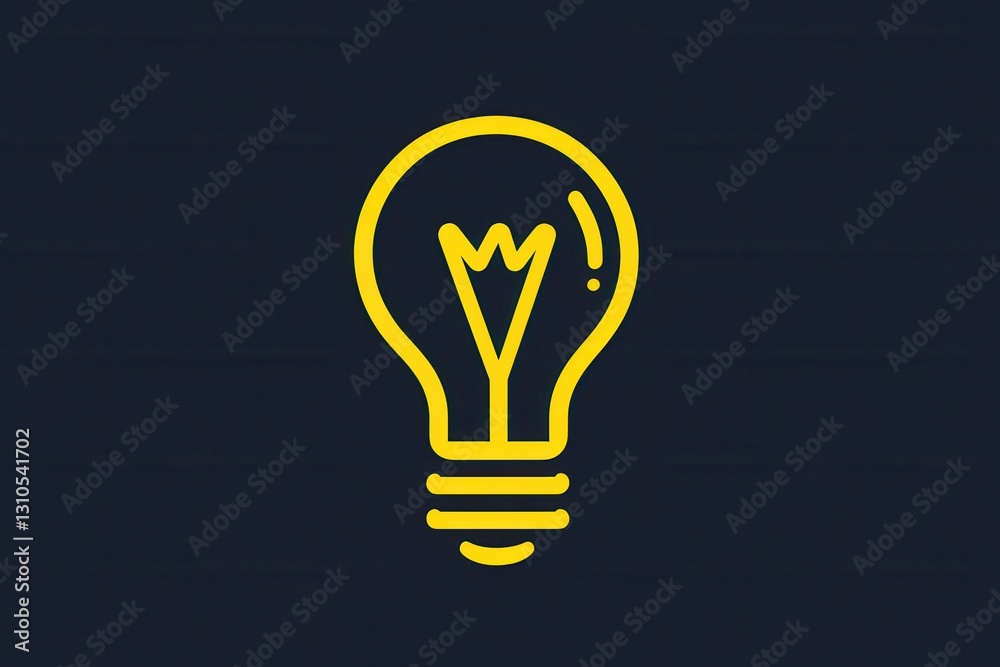 Minimalist glowing light bulb icon with bright yellow highlights designed in clean style for modern applications Minimalist glowing light bulb icon with bright yellow highlights designed in clean style for modern applications