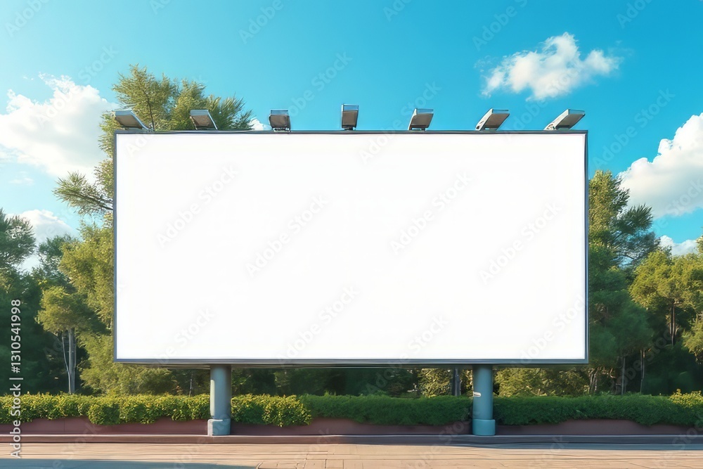Fototapeta premium Blank Billboard in Park Setting - Outdoor Advertising Mockup