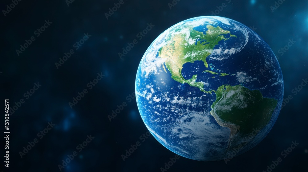 Fototapeta premium Beautiful Earth View from Space with Vibrant Blue and Green Colors