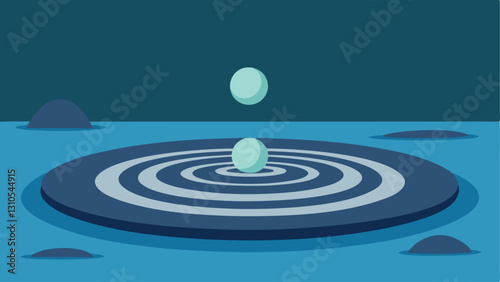 Spreading Ripples Illustrate a calm pond disturbed by a pebble drop showing ripples radiating outward to symbolize how a single piece of gossip can spread through a group.