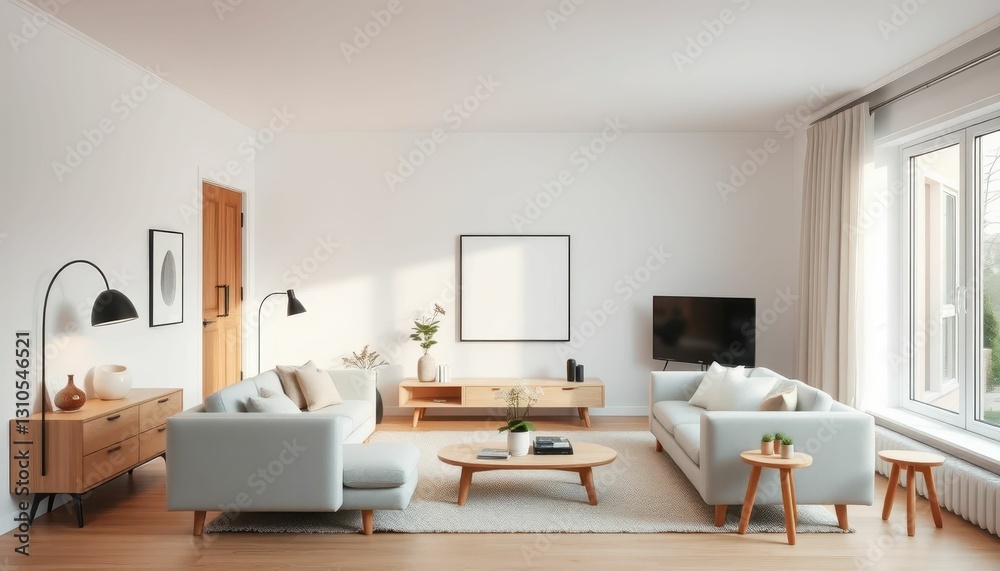 Modern Minimalist Living Room with Cozy Furniture and Natural Light Modern Minimalist Living Room with Cozy Furniture and Natural Light