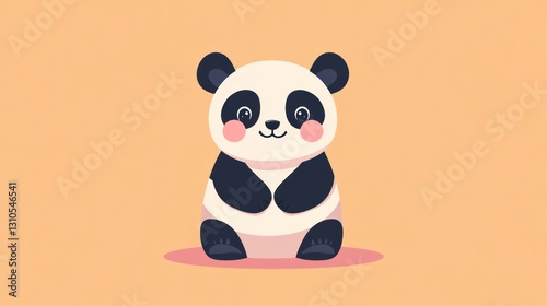 A Cute Cartoon Panda Bear Sitting With Big Black Eyes