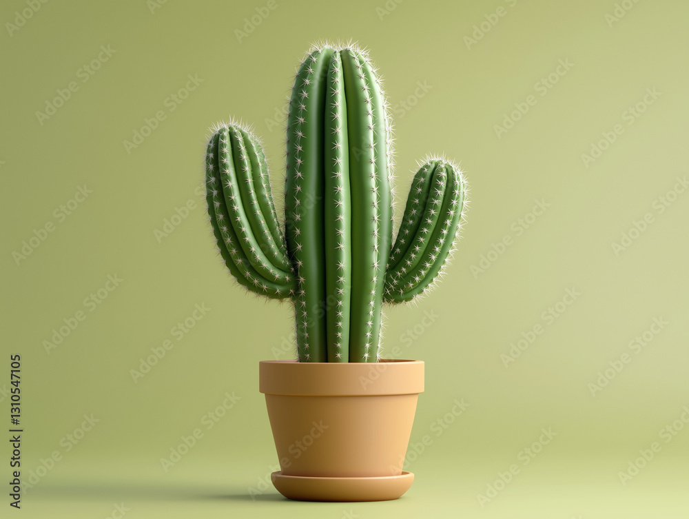 Fototapeta premium Simple 3D cactus plant isolated on a solid background