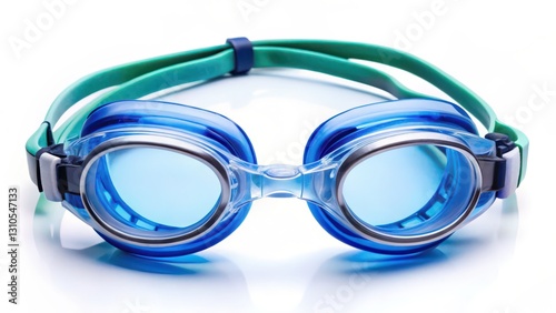 Blue Swimming Goggles on White Background