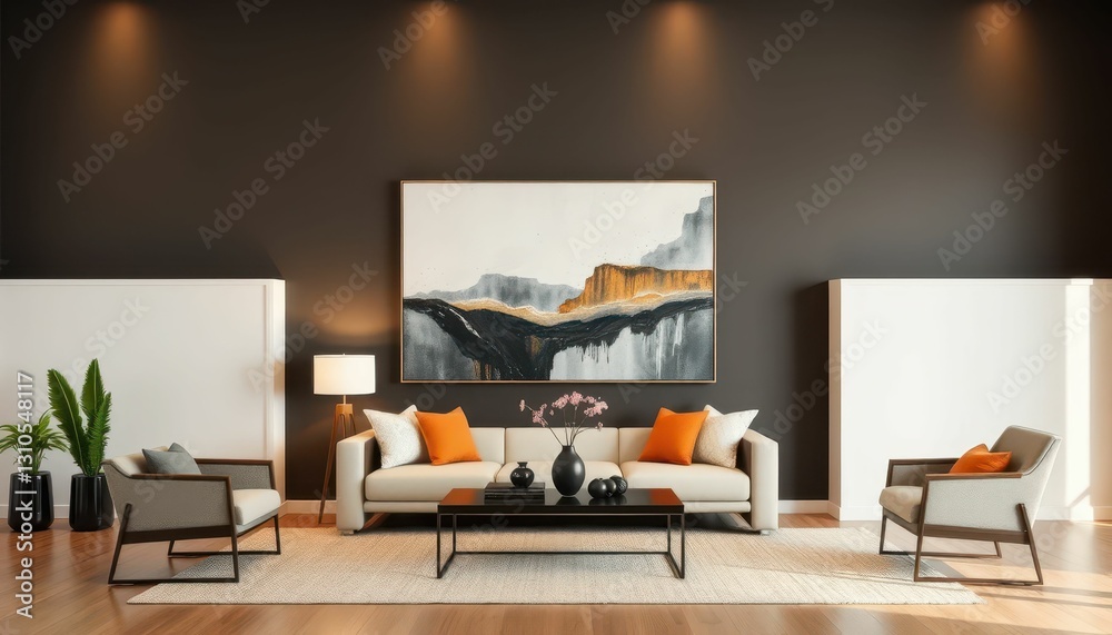 Modern Living Room Design with Art and Elegant Furniture Elements Modern Living Room Design with Art and Elegant Furniture Elements