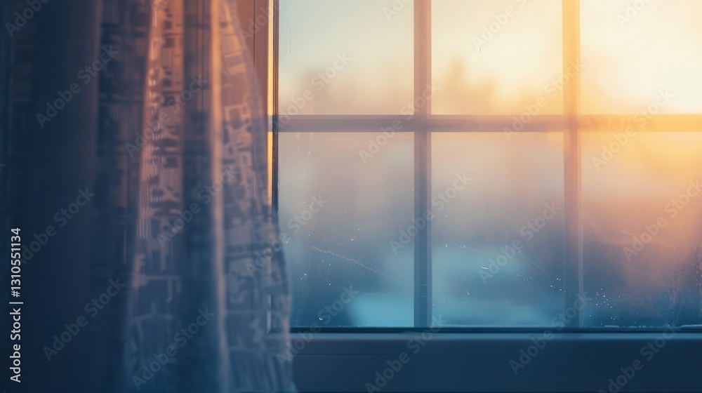 Fototapeta premium Foggy Window: A misty window with a grayish sheen, often formed by condensation, creating a hazy effect, especially during cold mornings or humid weather. 