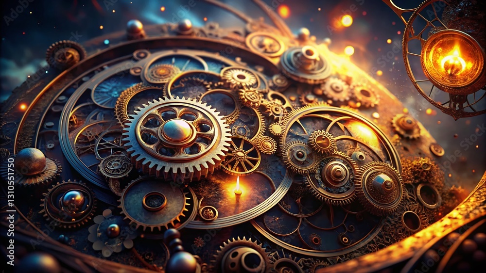 Intricate Clockwork Double Exposure: Steampunk Art Design Stock Photo Intricate Clockwork Double Exposure: Steampunk Art Design Stock Photo