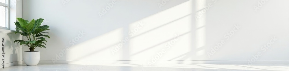 Fototapeta premium Bright white corner office, mockup wall ideal for branding , surface, interior design, white