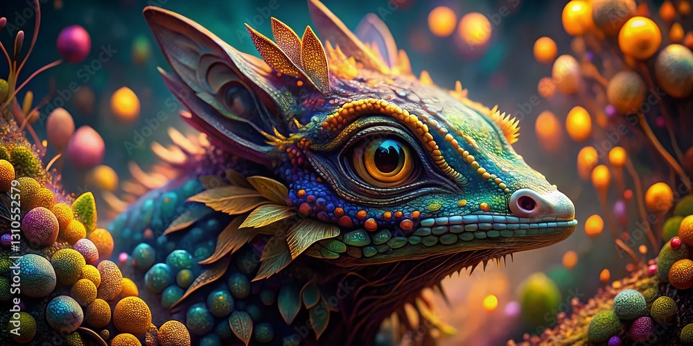 Obraz premium Intricate Organic Animal Designs on Textured Surface with Bokeh Effect - Stock Photo