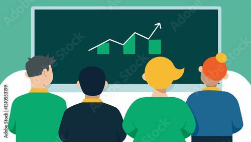 Learning from Mistakes A group of investors in a classroom setting looking at a blackboard with lessons on bubbles and crashes signifying the importance of knowledge.