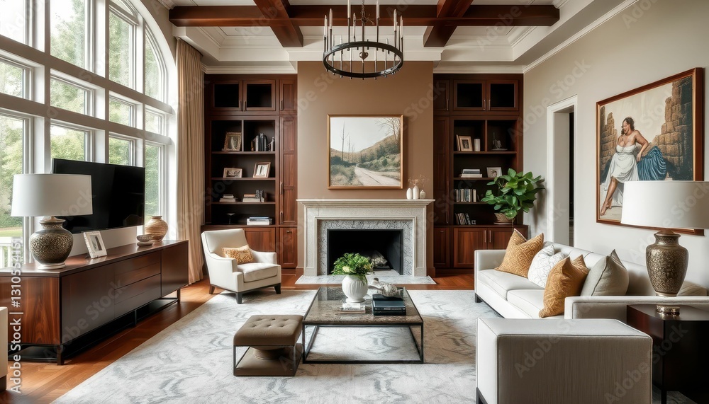 Fototapeta premium Elegant and Sophisticated Living Room with Modern Design Elements