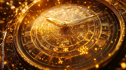 Wallpaper Mural Ornate Golden Celestial Clock Face Glowing Torontodigital.ca