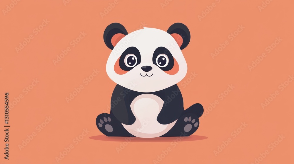 Naklejka premium A cartoon illustration of a cute panda bear sitting upright