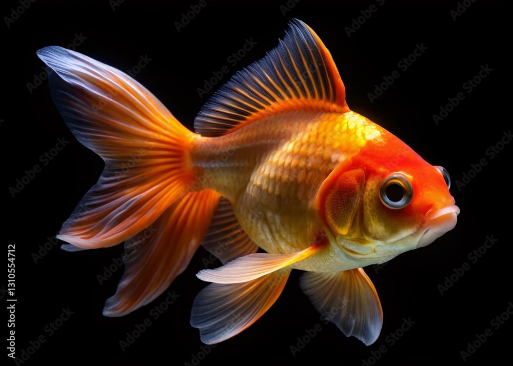 Isolated Goldfish on Black Background - High-Resolution Stock Photo with Clipping Path Isolated Goldfish on Black Background - High-Resolution Stock Photo with Clipping Path