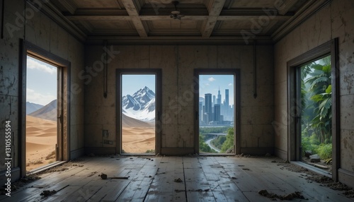 Surreal Room Desert Cityscape Jungle Views from Abandoned Building