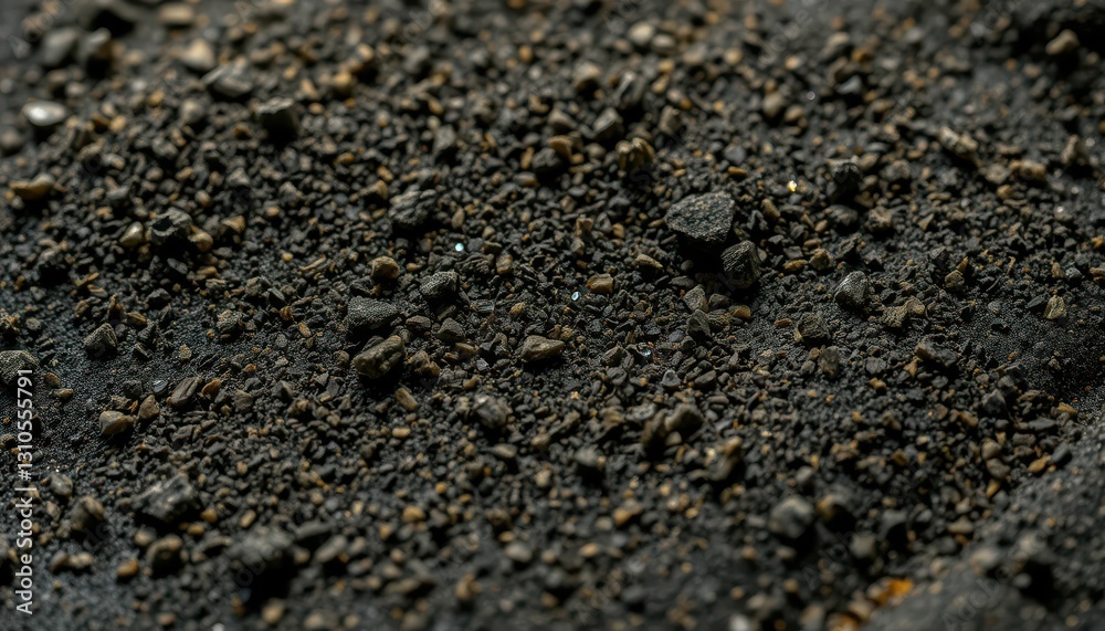 Close-Up View of Dark Granular Texture on a Natural Surface Close-Up View of Dark Granular Texture on a Natural Surface