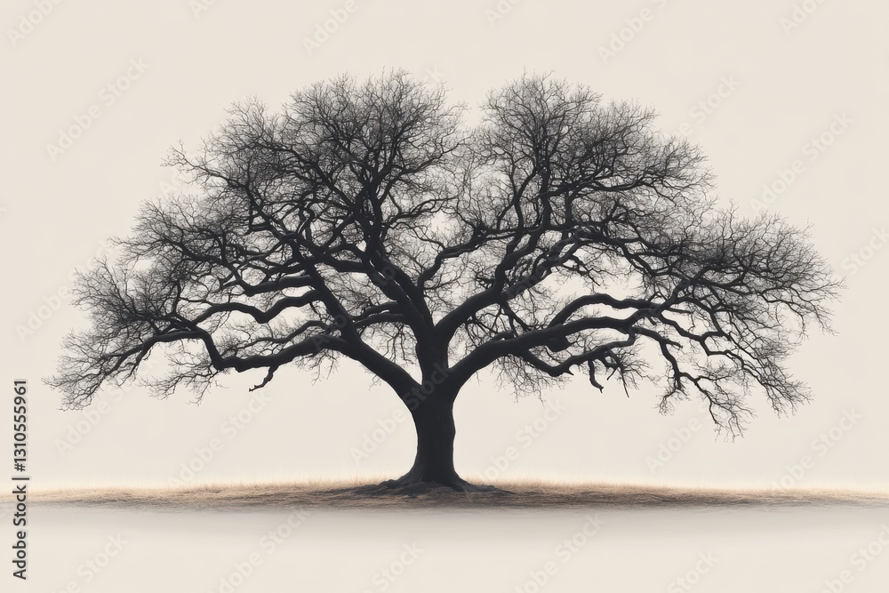 Majestic Silhouette of a Leafless Oak Tree Majestic Silhouette of a Leafless Oak Tree