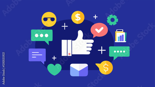 Networking Tips A social media post mockup showing advice on day trading strategies and stock picks with thumbsup icons and glowing ratings around it.