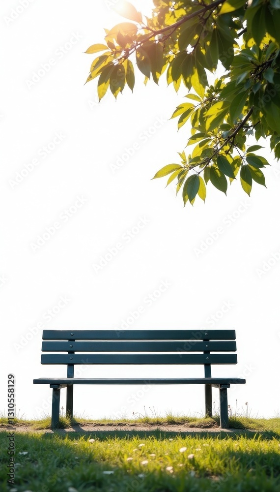 Empty metallic park bench, stark white backdrop, empty bench, steel bench Empty metallic park bench, stark white backdrop, empty bench, steel bench