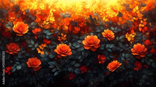 Autumnal Rose Garden Vignette