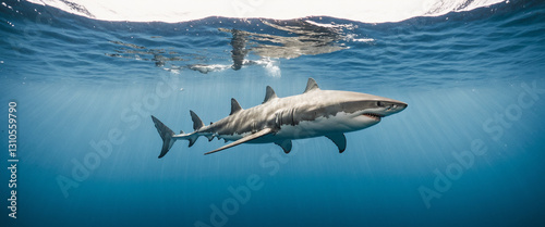 majestic white shark glidin...