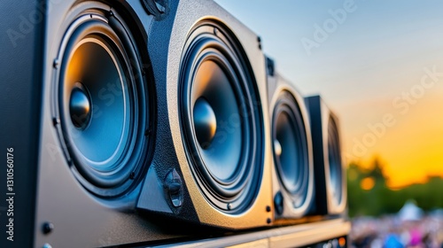 Close-Up of High-Quality Speakers at Outdoor Music Event