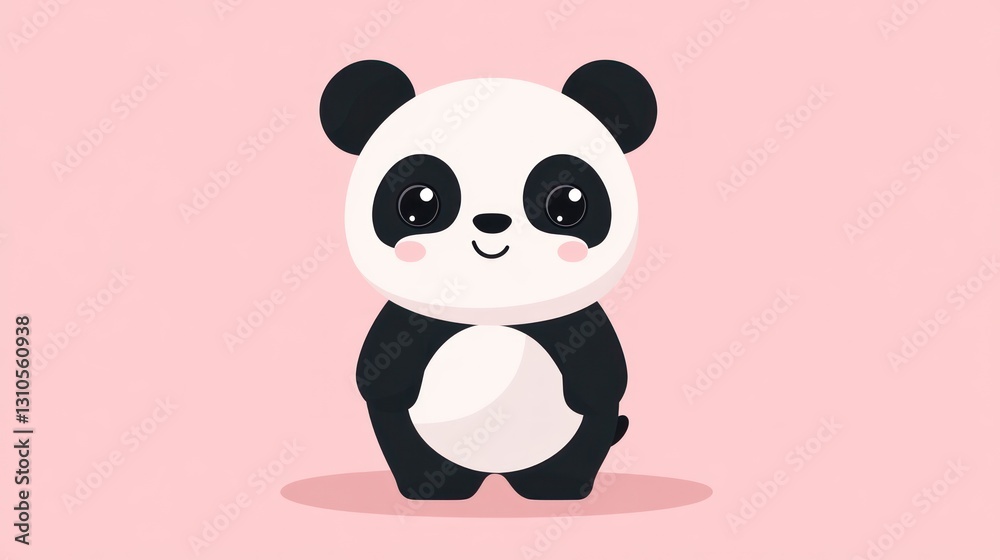A cute cartoon panda is standing with its body visible A cute cartoon panda is standing with its body visible