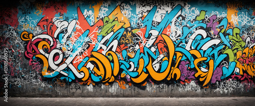 vibrant graffiti mural with...
