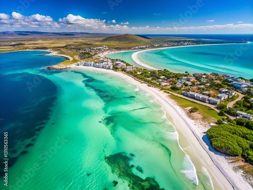 Langebaan Lagoon, South Africa: Aerial View of Turquoise Water and Blue Sky