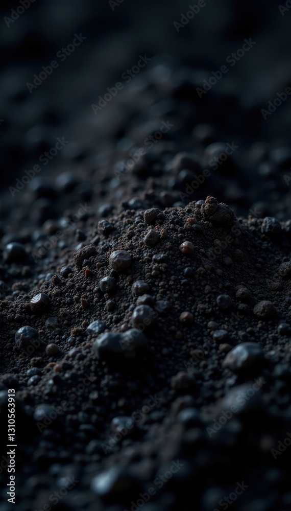 Fine-grained dark soil, smooth texture, moist, farming, black Fine-grained dark soil, smooth texture, moist, farming, black